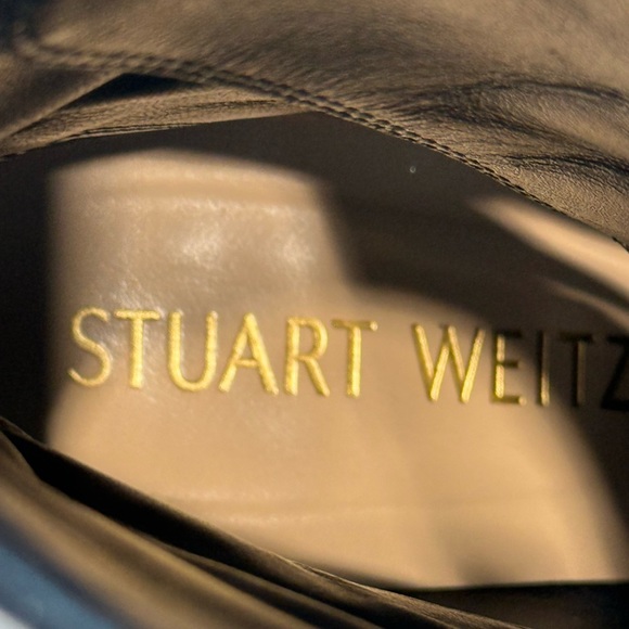 Stuart Weitzman Black Lace-Up Boots with Gold Accents - Picture 5 of 11